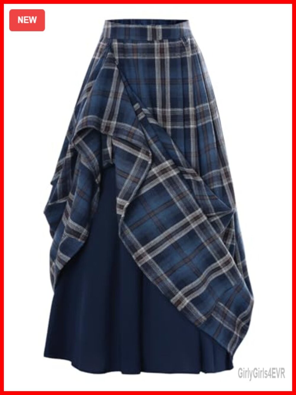 Plaid High Waist Layered Maxi Skirt with Pockets